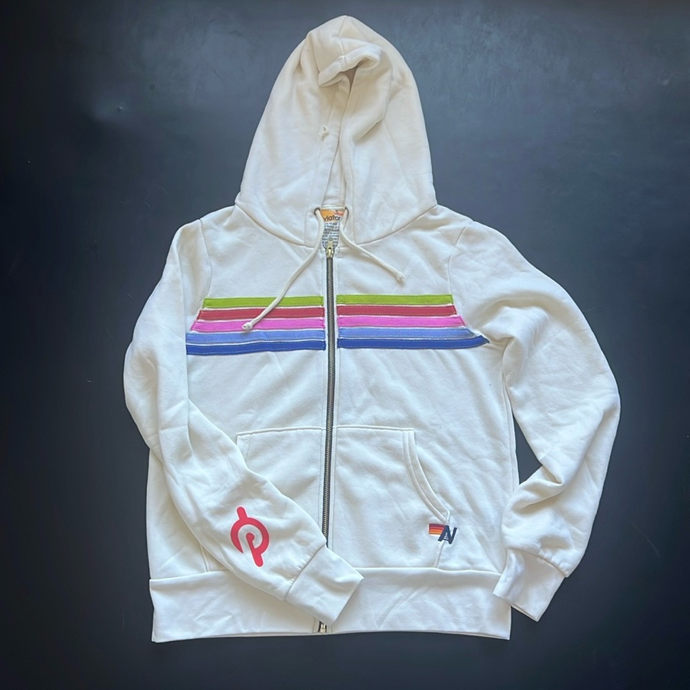 Aviator Nation 5 stripe cream hoodie
Never worn
Collab x Peloton